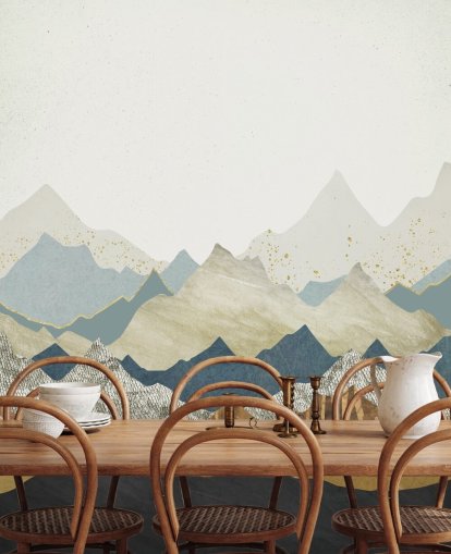 Marble and Concrete Effect Abstract Mountains Wallpaper