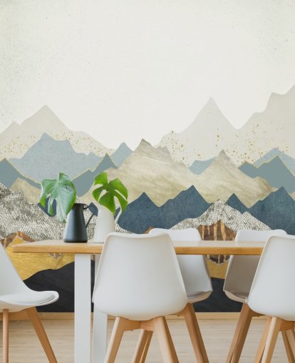 Marble and Concrete Effect Abstract Mountains Wallpaper