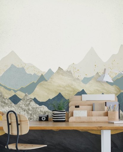 Marble and Concrete Effect Abstract Mountains Wallpaper