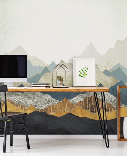 Marble and Concrete Effect Abstract Mountains Wallpaper