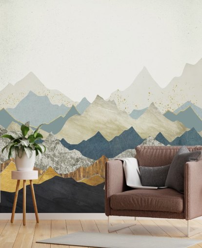 Papel pintado de montañas abstractas de mármol y hormigón