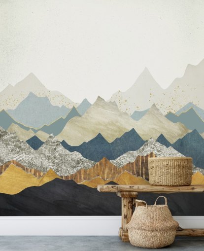 Papel pintado de montañas abstractas de mármol y hormigón