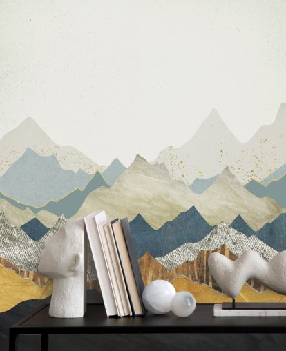 Marble and Concrete Effect Abstract Mountains Wallpaper