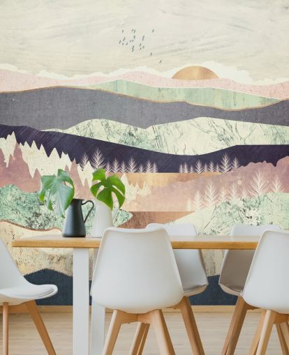 Lila och guld effekt abstrakt berg och flod Bakgrund Lila och guld effekt abstrakt berg och flod Bakgrund