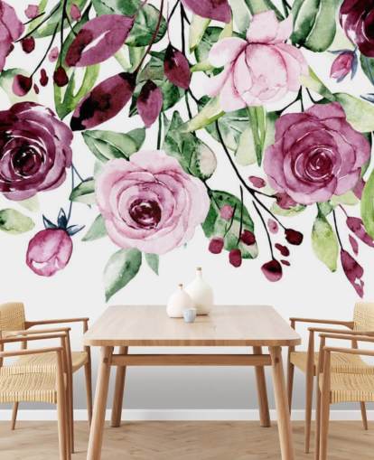 purple flower and leaves hanging wallpaper