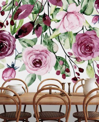 purple flower and leaves hanging wallpaper