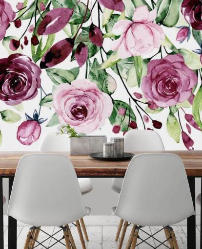 purple flower and leaves hanging wallpaper