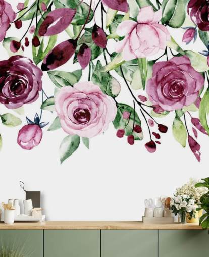 purple flower and leaves hanging wallpaper purple flower and leaves hanging wallpaper