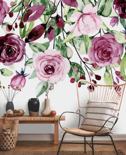 papier peint à fleurs et feuilles violettes