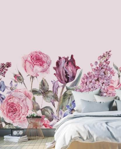purple and pink lilac and rose garden wallpaper