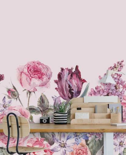 papel pintado de jardín lila y rosa púrpura y rosa