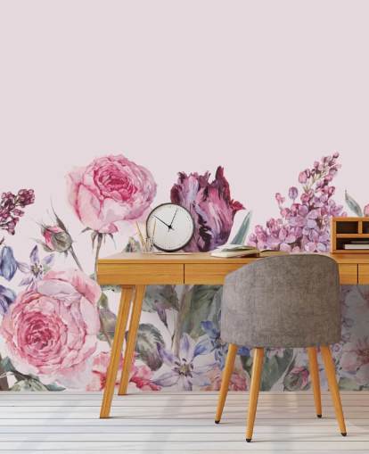 purple and pink lilac and rose garden wallpaper