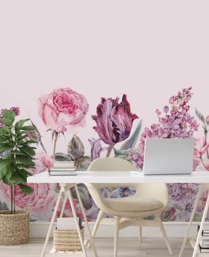 purple and pink lilac and rose garden wallpaper