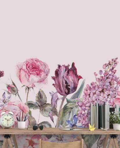 purple and pink lilac and rose garden wallpaper