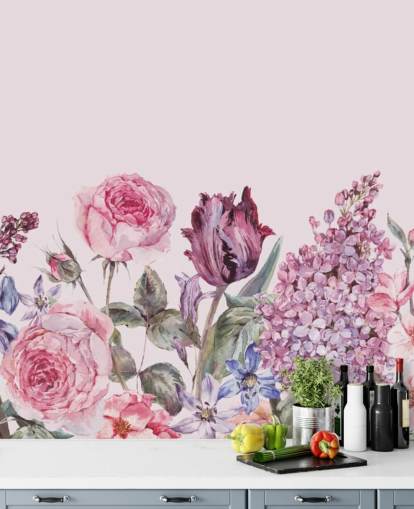 papel pintado de jardín lila y rosa púrpura y rosa