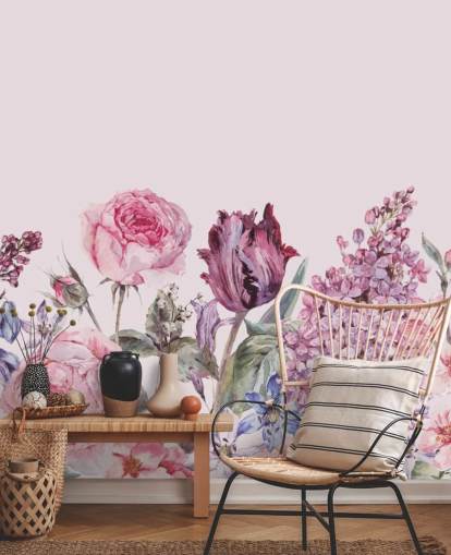 purple and pink lilac and rose garden wallpaper