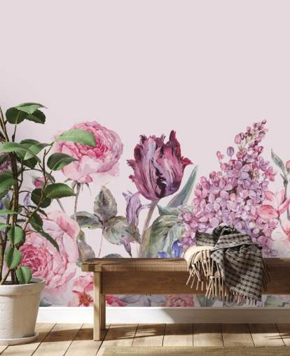 papel pintado de jardín lila y rosa púrpura y rosa