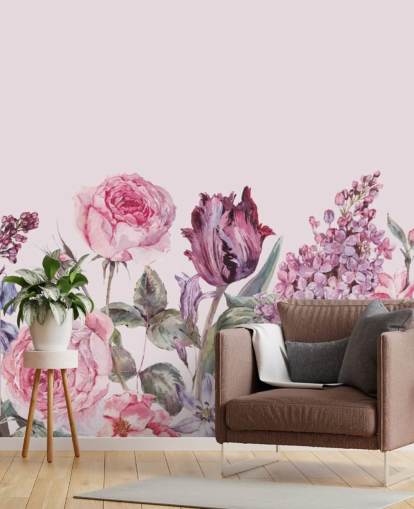 purple and pink lilac and rose garden wallpaper