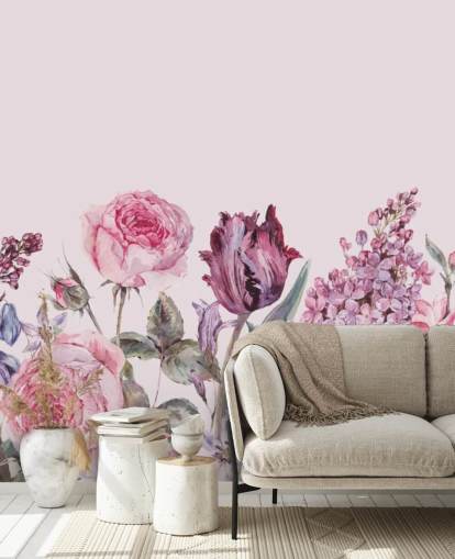 papel pintado de jardín lila y rosa púrpura y rosa