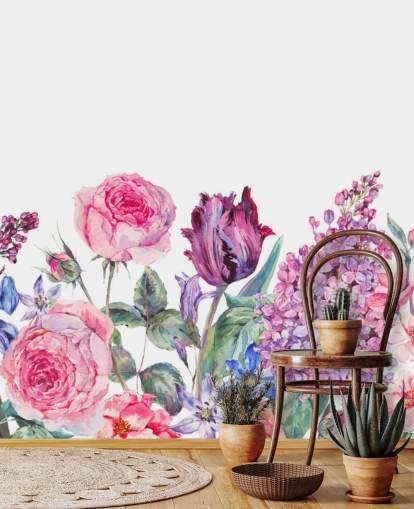 Purple and Pink Pretty Flowers Wallpaper