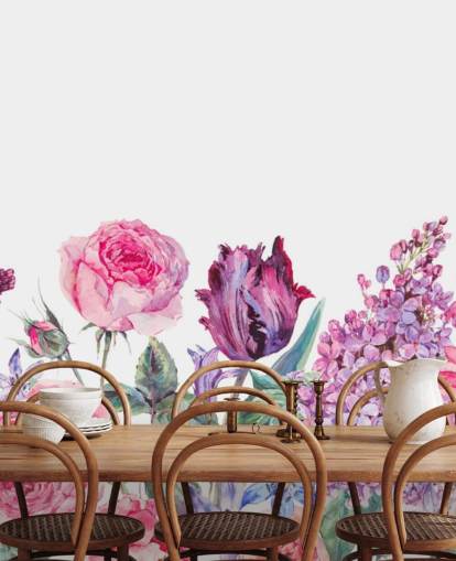 Lilla og rosa vakre blomster tapet Lilla og rosa vakre blomster tapet