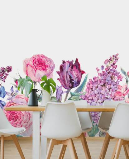 Papel de parede de flores bonitas roxas e rosa