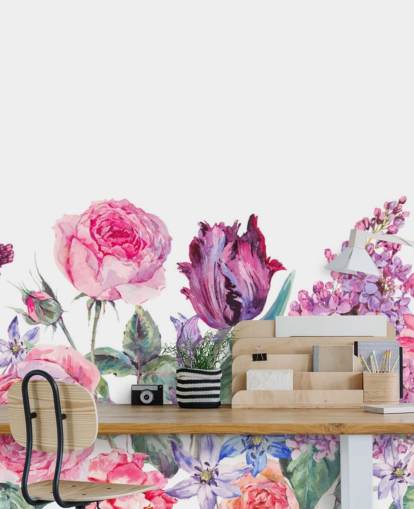 Papier peint de jolies fleurs violettes et roses Papier peint de jolies fleurs violettes et roses