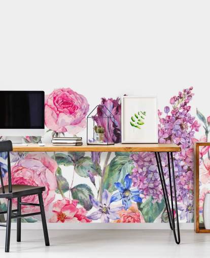 Purple and Pink Pretty Flowers Wallpaper