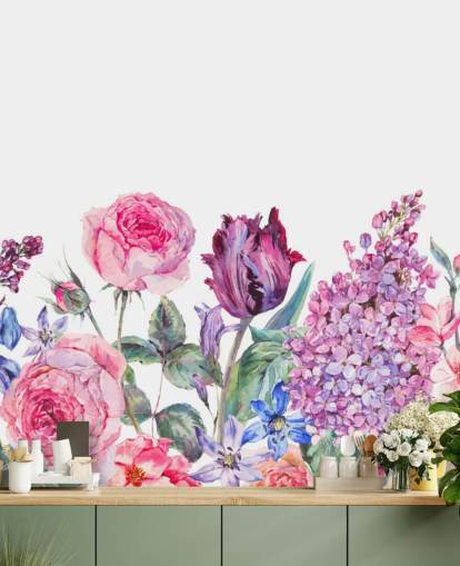 Purple and Pink Pretty Flowers Wallpaper