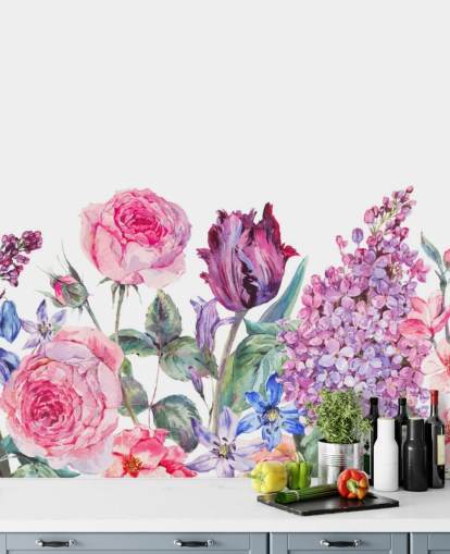 Lilla og rosa vakre blomster tapet Lilla og rosa vakre blomster tapet