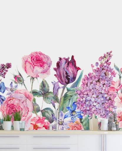 Papel pintado de bonitas flores moradas y rosas Papel pintado de bonitas flores moradas y rosas