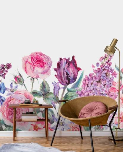 Purple and Pink Pretty Flowers Wallpaper