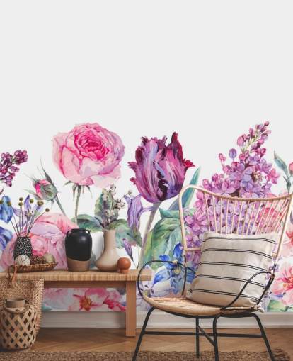 Purple and Pink Pretty Flowers Wallpaper