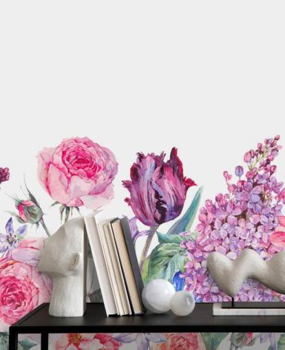 Papel de parede de flores bonitas roxas e rosa