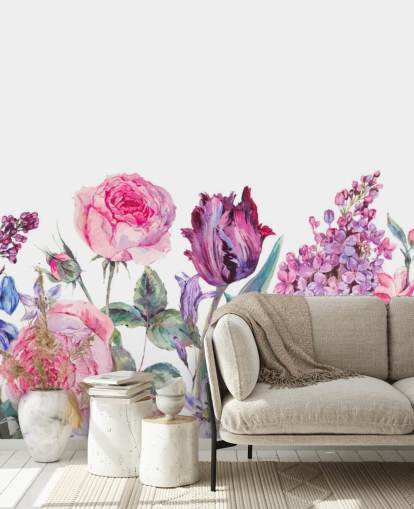 Purple and Pink Pretty Flowers Wallpaper