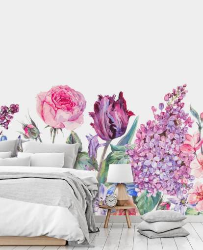 Papel de parede de flores bonitas roxas e rosa Papel de parede de flores bonitas roxas e rosa