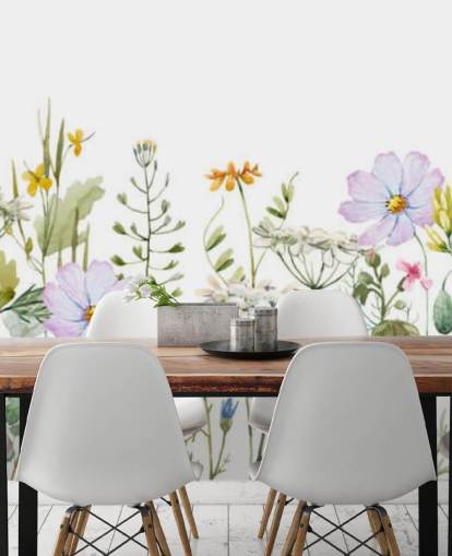 bright custom floral meadow wallpaper mural called Delicate Floral Meadow for bedrooms