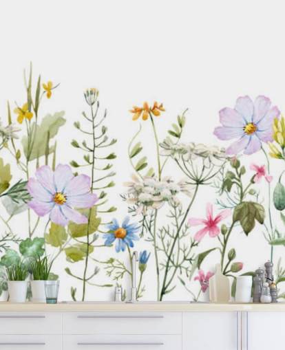 murale di carta da parati floreale personalizzato luminoso chiamato Delicate Floral Meadow per camere da letto murale di carta da parati floreale personalizzato luminoso chiamato Delicate Floral Meadow per camere da letto