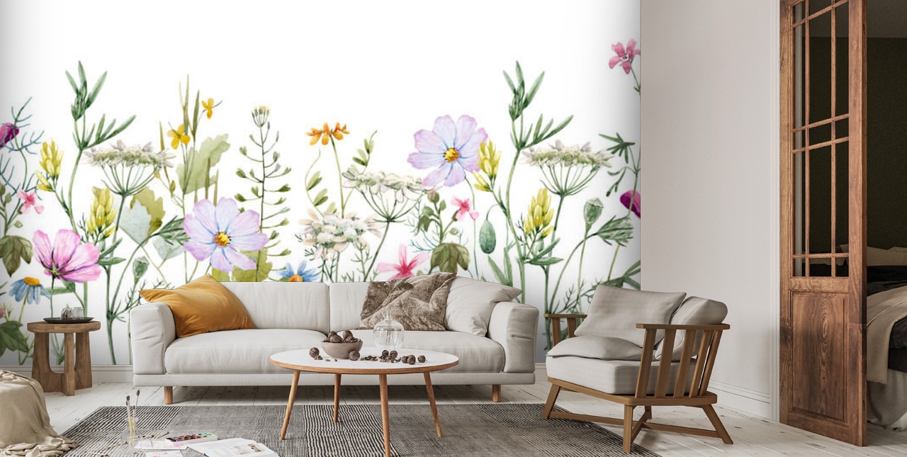 Delicate Floral Meadow Wallpaper | Wallsauce UK