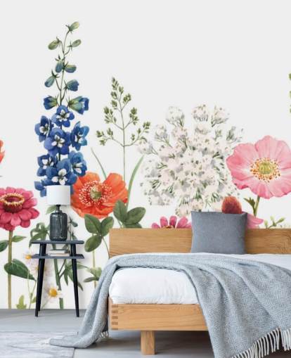 kleurrijk geïllustreerd weidebloemen behang kleurrijk geïllustreerd weidebloemen behang