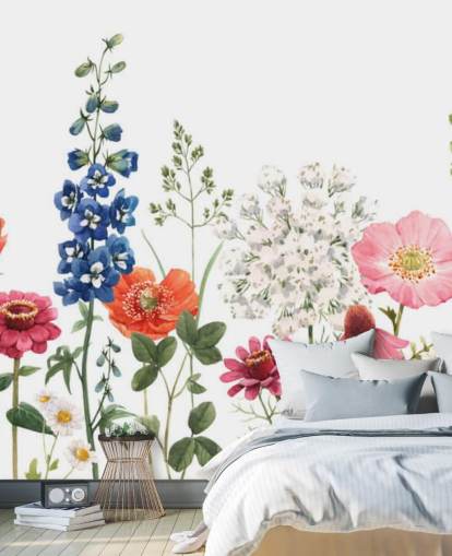 fargerike illustrert eng blomster tapet