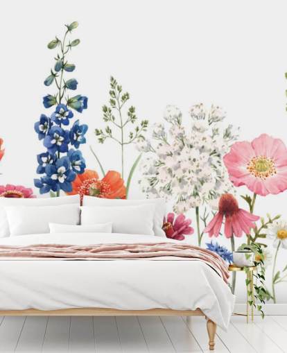 farverige illustreret eng blomster tapet farverige illustreret eng blomster tapet