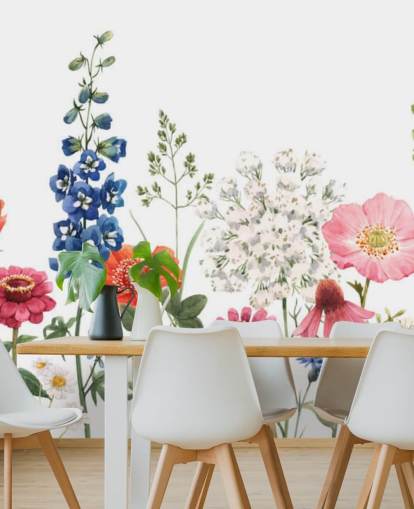 papier peint de fleurs de prairie illustré coloré