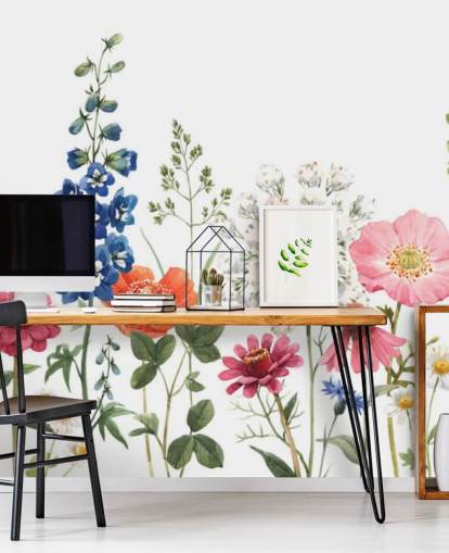 färgglada illustrerade äng blommor tapeter färgglada illustrerade äng blommor tapeter