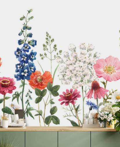 papel de parede colorido ilustrado prado flores