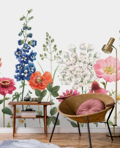 bunt illustrierte Wiese Blumen Tapete bunt illustrierte Wiese Blumen Tapete