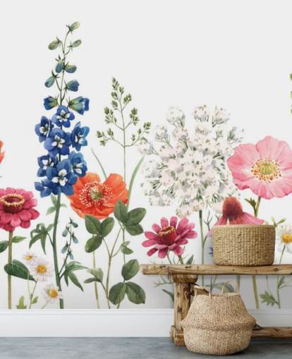 carta da parati colorata con fiori di prato
