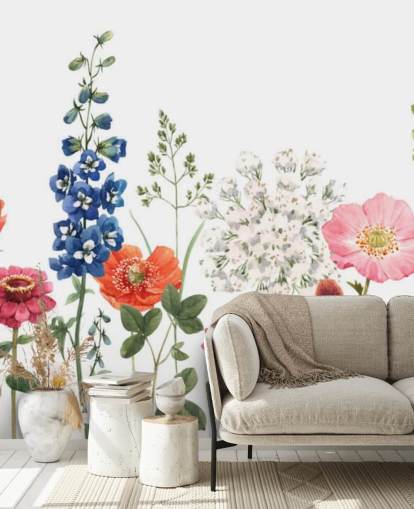 farverige illustreret eng blomster tapet