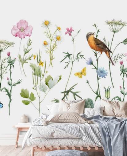 Illustrierte Wiese Blumen