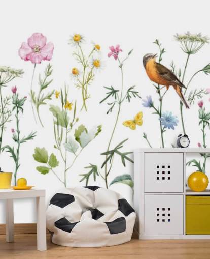 Illustrated Meadow Flowers Wallpaper Illustrated Meadow Flowers Wallpaper